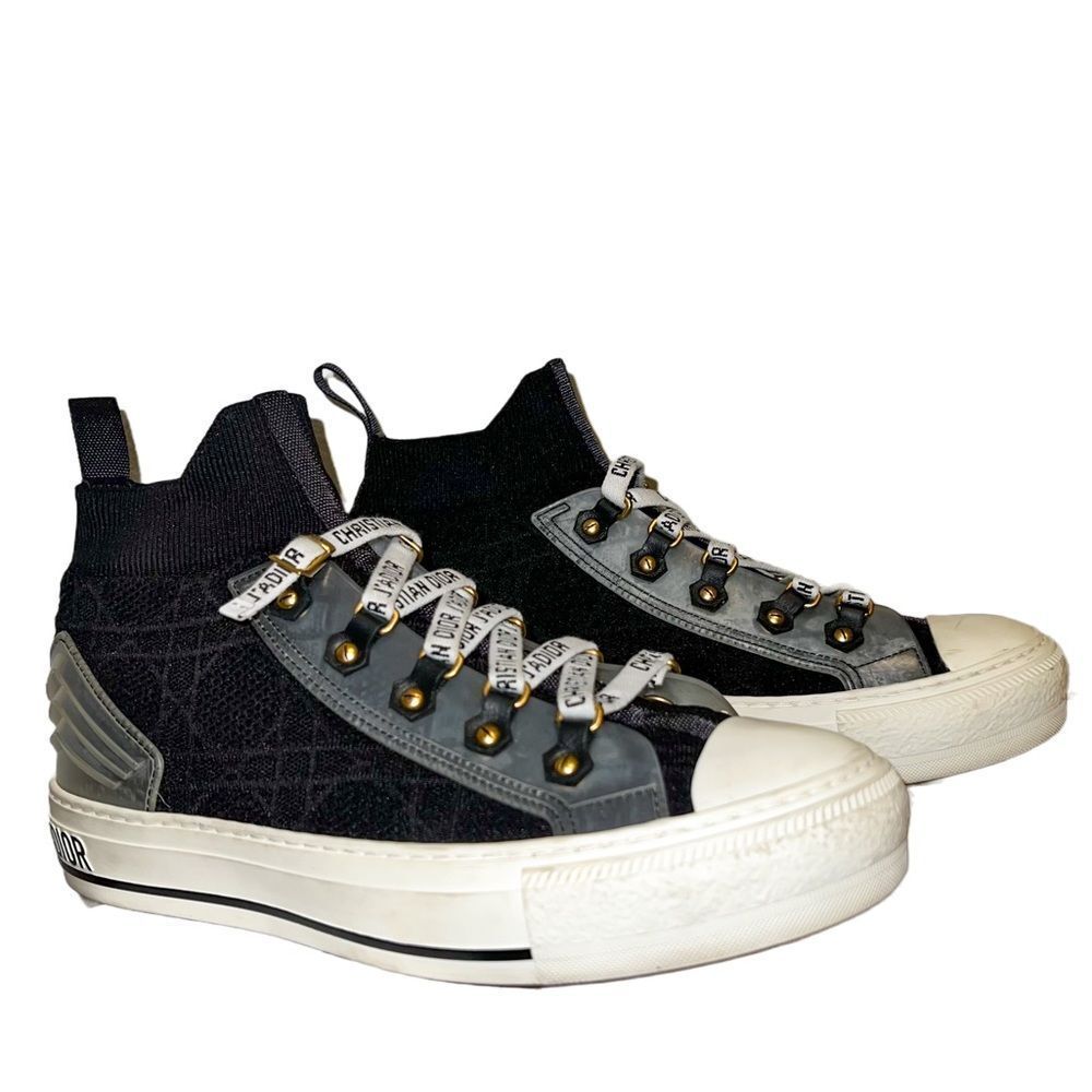 38.5 or size 8 women’s WALK'N'DIOR SNEAKERS Black & White Cannage Technical Mesh